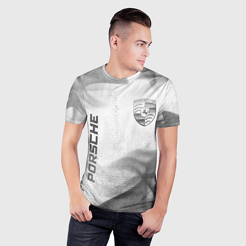 Мужская спорт-футболка Porsche - white gradient вертикально / 3D-принт – фото 3