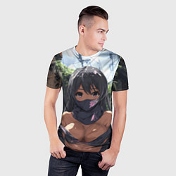 Футболка спортивная мужская Смуглая девушка в маске, цвет: 3D-принт — фото 2