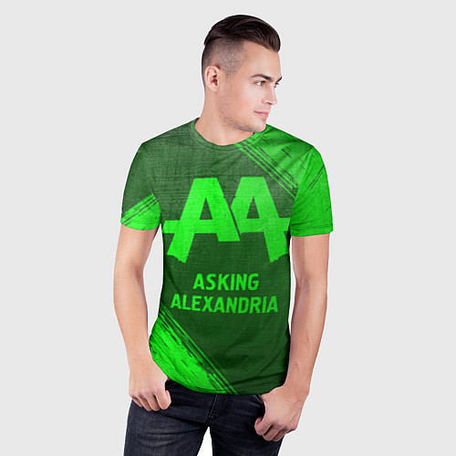 Мужская спорт-футболка Asking Alexandria - green gradient / 3D-принт – фото 3