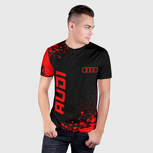 Мужская спорт-футболка Audi - red gradient вертикально / 3D-принт – фото 3