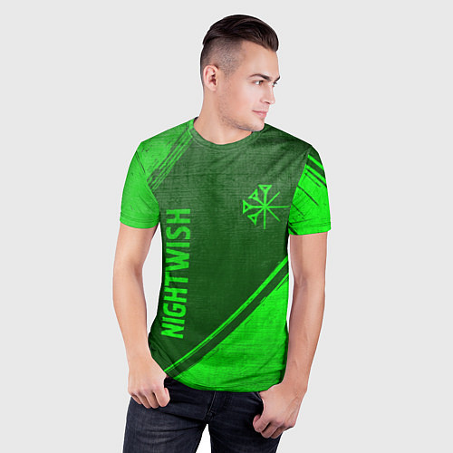 Мужская спорт-футболка Nightwish - green gradient вертикально / 3D-принт – фото 3