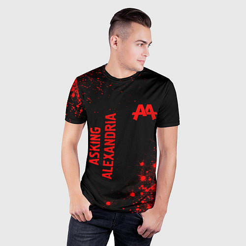 Мужская спорт-футболка Asking Alexandria - red gradient вертикально / 3D-принт – фото 3