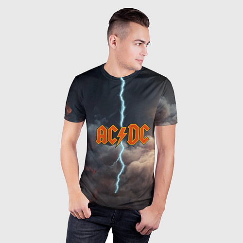 Мужская спорт-футболка ACDC логотип группы с молнией / 3D-принт – фото 3