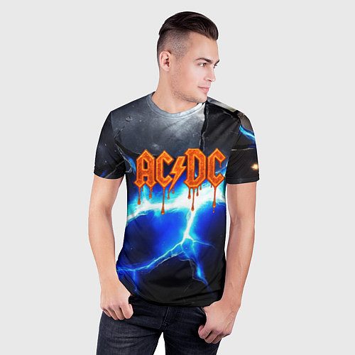 Мужская спорт-футболка ACDC логотип из лавы на молнии / 3D-принт – фото 3