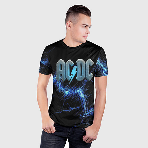 Мужская спорт-футболка ACDC логотип ледяной с молнией / 3D-принт – фото 3