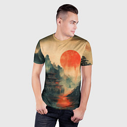 Футболка спортивная мужская Старый Японский монастырь, цвет: 3D-принт — фото 2