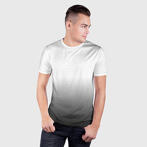 Мужская спорт-футболка Из белого в чёрный градиент с точками / 3D-принт – фото 3