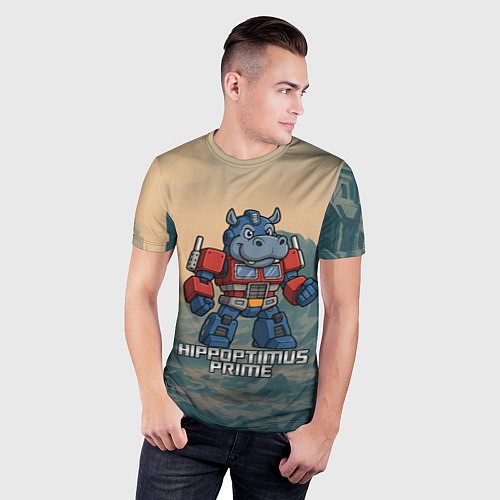 Мужская спорт-футболка Гиппоптимус Прайм - бегемот трансформер / 3D-принт – фото 3