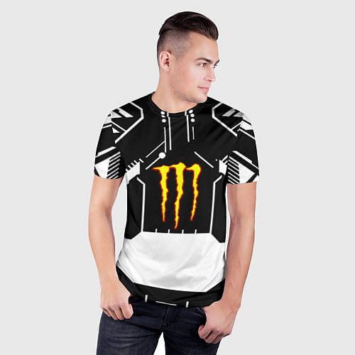 Мужская спорт-футболка Monster energy geometry / 3D-принт – фото 3
