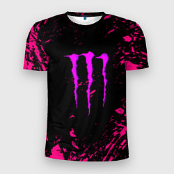 Мужская спорт-футболка Monster energy неоновые краски лого