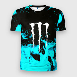 Мужская спорт-футболка Monster energy голубой огонь