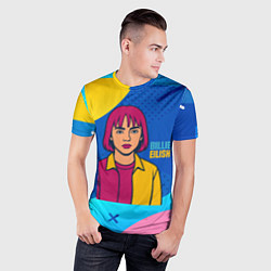 Футболка спортивная мужская Билли Айлиш разноцветный рисунок, цвет: 3D-принт — фото 2