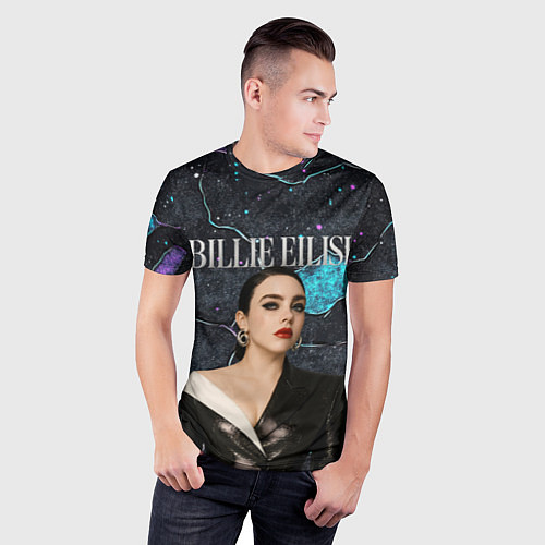 Мужская спорт-футболка Билли Айлиш в деловом костюме / 3D-принт – фото 3