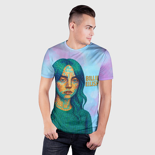 Мужская спорт-футболка Билли Айлиш из мозаики / 3D-принт – фото 3