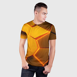 Футболка спортивная мужская Желтые неоновые соты - текстура, цвет: 3D-принт — фото 2