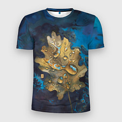 Футболка спортивная мужская Осенний лист с каплями акварельный - крупный арт, цвет: 3D-принт