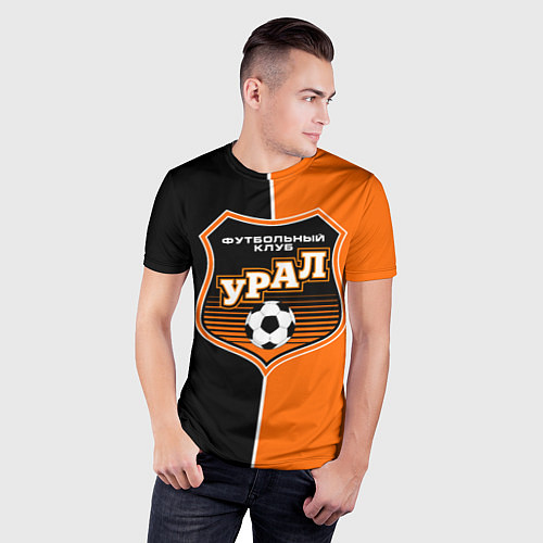 Мужская спорт-футболка ФК Урал - оранжево черные / 3D-принт – фото 3