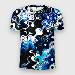Футболка спортивная мужская Абстракция разлитые краски чёрно-сине-белый, цвет: 3D-принт