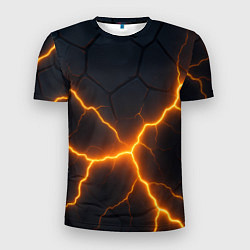 Футболка спортивная мужская Молнии и черные плиты, цвет: 3D-принт