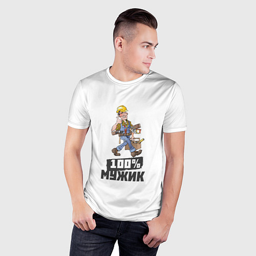 Мужская спорт-футболка 100 процентов мужик / 3D-принт – фото 3