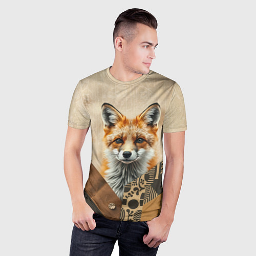 Мужская спорт-футболка Удивительный рыжий лисёнок / 3D-принт – фото 3