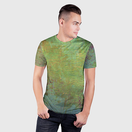 Мужская спорт-футболка Абстракция - green oil stain / 3D-принт – фото 3