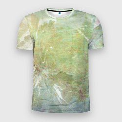 Футболка спортивная мужская Абстракция - white waves on green background, цвет: 3D-принт
