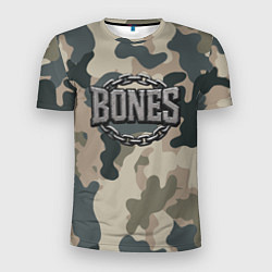 Футболка спортивная мужская Bones логотип на камуфляже, цвет: 3D-принт