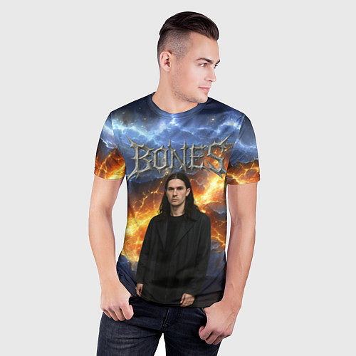 Мужская спорт-футболка Bones на фоне разломных плит / 3D-принт – фото 3