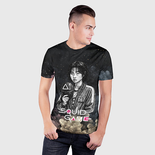 Мужская спорт-футболка Игрок 067 с маской - Игра в кальмара / 3D-принт – фото 3
