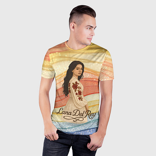 Мужская спорт-футболка Lana Del Rey в платье с цветами / 3D-принт – фото 3