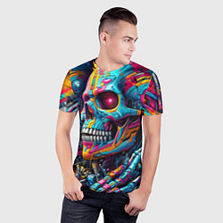 Футболка спортивная мужская Cyber skull - pattern, цвет: 3D-принт — фото 2