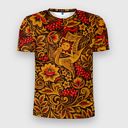 Мужская спорт-футболка Летучий корабль в стиле хохломской росписи