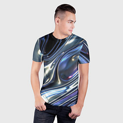Футболка спортивная мужская Серебро жидкий металл, цвет: 3D-принт — фото 2