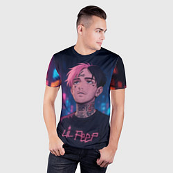 Футболка спортивная мужская LiL Peep - Неоновый аниме арт, цвет: 3D-принт — фото 2