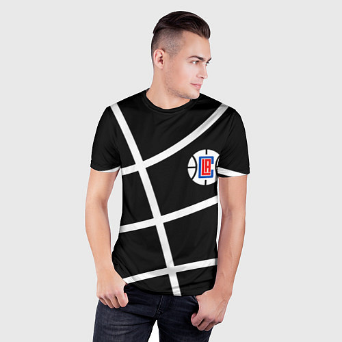 Мужская спорт-футболка Клипперс - текстура черного мяча / 3D-принт – фото 3
