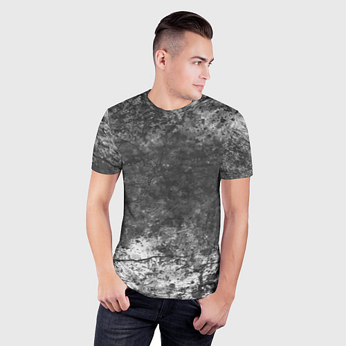 Мужская спорт-футболка Абстракция - grey and white wall with cracks / 3D-принт – фото 3