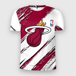 Футболка спортивная мужская Майами Хит - линии с потертостями, цвет: 3D-принт