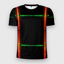 Футболка спортивная мужская Color green orange lines, цвет: 3D-принт