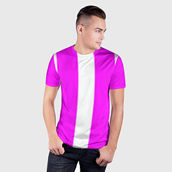 Футболка спортивная мужская Color white pink line, цвет: 3D-принт — фото 2