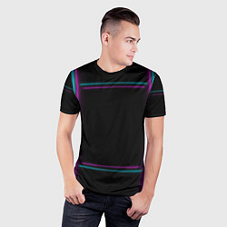 Футболка спортивная мужская Neon pink light blue, цвет: 3D-принт — фото 2