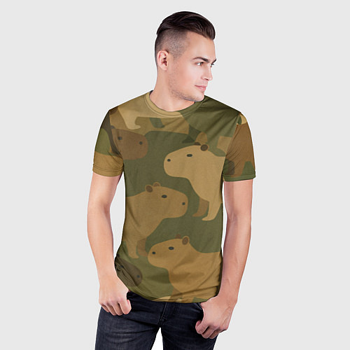 Мужская спорт-футболка Капибара - камуфляж / 3D-принт – фото 3