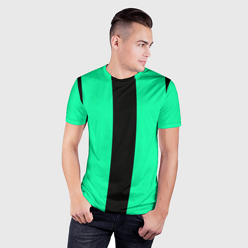 Мужская спорт-футболка Color turquoise black line / 3D-принт – фото 3