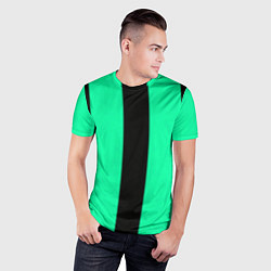 Футболка спортивная мужская Color turquoise black line, цвет: 3D-принт — фото 2