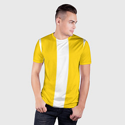 Футболка спортивная мужская Color yellow white line, цвет: 3D-принт — фото 2