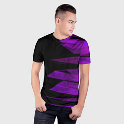 Футболка спортивная мужская Color purple black stripes, цвет: 3D-принт — фото 2