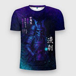 Футболка спортивная мужская Неоновый призрачный самурай, цвет: 3D-принт
