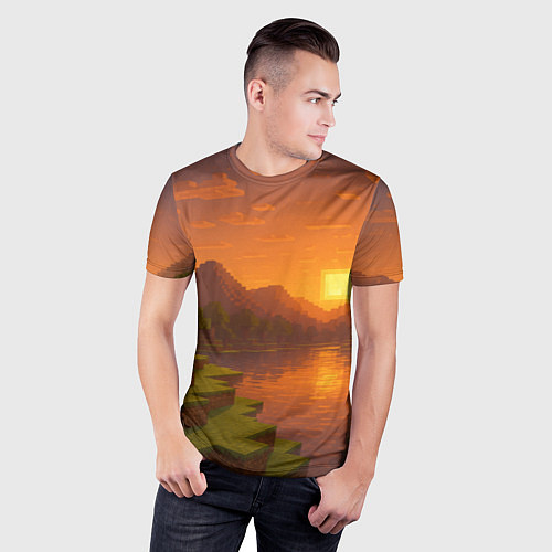 Мужская спорт-футболка Закат - Minecraft / 3D-принт – фото 3