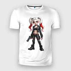 Футболка спортивная мужская Девушка в кожаной одежде с пистолетом в руке, цвет: 3D-принт
