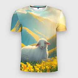 Футболка спортивная мужская Овечка в цветочной долине, цвет: 3D-принт